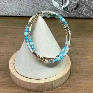 Bracelet Blue Gold and AB - Wrap Bracelet